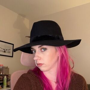 LOFT Black Wide-Brim Hat